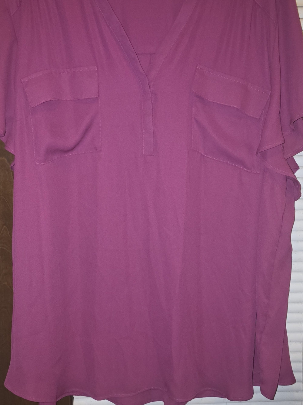 Torrid Magenta Harper Short Sleeve V-Neck Blouse Sz 5